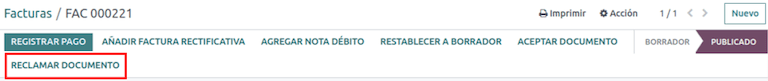 Claim button in vendor bills to inform the vendor all the document is commercially rejected.