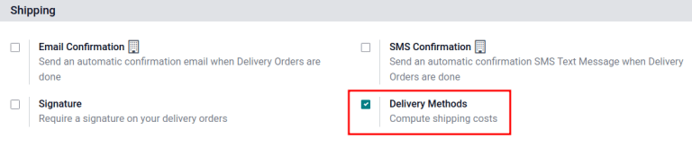 Enable the "Delivery Methods" feature in Settings.