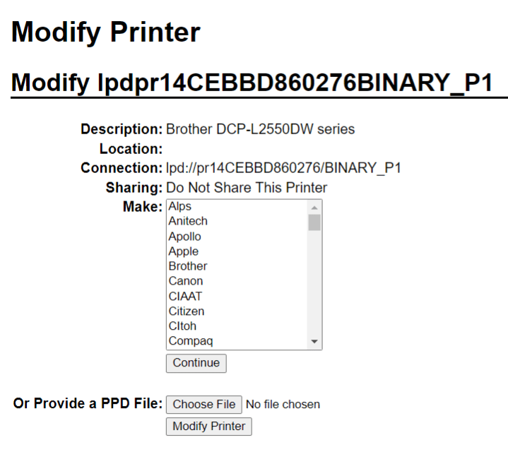 Edit the printer connected to the IoT box.