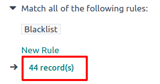 The # record(s) text is located below the list of Recipient filters.