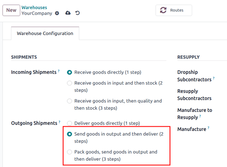 Set up 2-step or 3-step outgoing shipments.