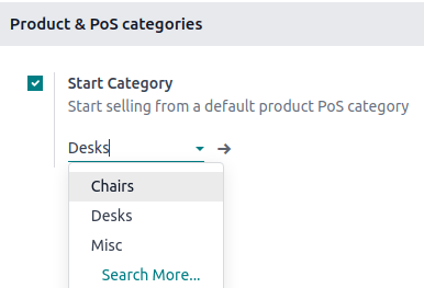 Setting to set up the start category feature