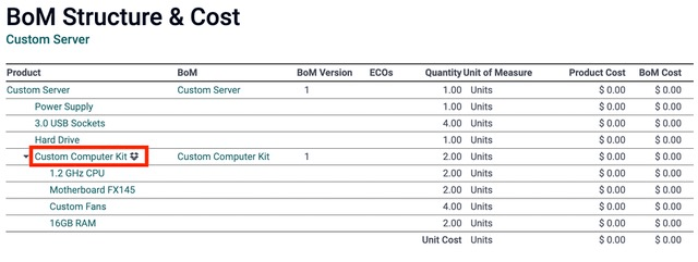 Expanded kit in the Structure and Cost report.