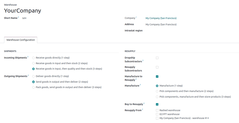 Example warehouse form.