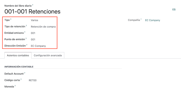 Configuring withholding for Ecuador electronic document type of Withholding.